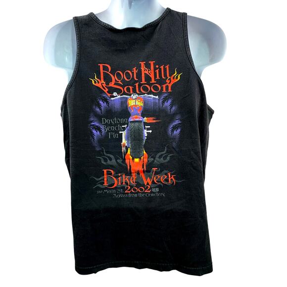 USA made Daytona Motorcycle Bike Week 2002 Boot Hill Saloon T Shirt Size L Black - Picture 1 of 8